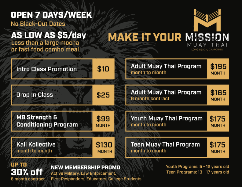 Mission Muay Thai Pricing List