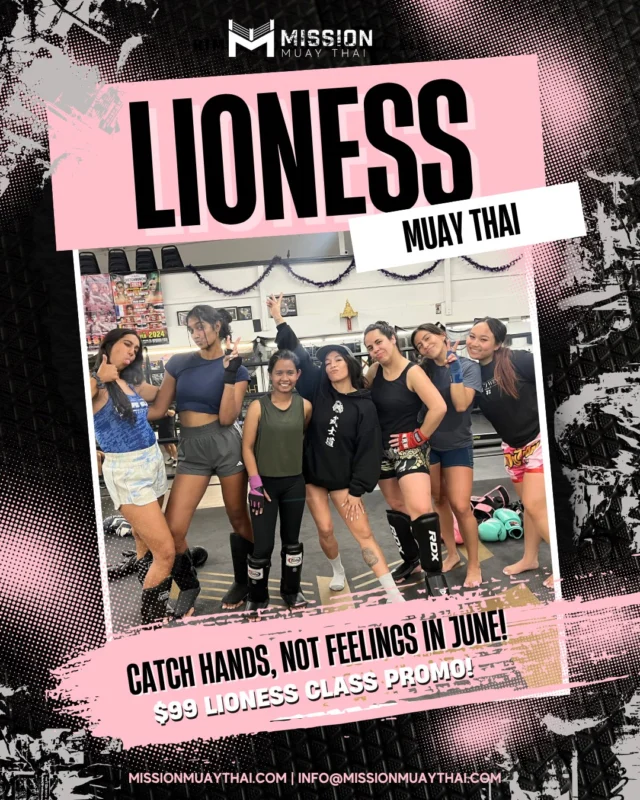🔥 LIONESS JUNE 2025 PROMO IS HERE 🔥
Ladies, this one’s for YOU! All June long, step into your power with our Lioness Muay Thai Program — a women-only space to train hard, grow strong, and thrive together.
💥 $99 for the entire month of June 2025
💥 Unlimited access to all Lioness classes + exclusive Fight Team practices
💥 Train with Coach Jessie and the fierce Lioness squad
💥 Build confidence, sharpen your skills, and push limits in a supportive, badass environment
⚠️ Promo ends Wednesday, June 4th!
Lock in your spot and let’s level up our Muay Thai practice together!
Email info@missionmuaythai.com or give us a call: 562.304.5733
...
#missionmuaythailb #lionessfightteam #lionessfightpractice #muayying #muaythailadies #longbeach #lbc #muaythaiqueens #muaythaigirls