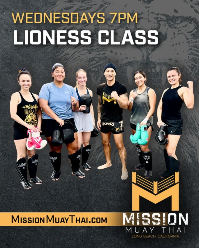 Wednesday nights are for the Ladies! 

Join the Lioness Class and train with a supportive group of Muay Thai athletes of all levels every Wednesday at 7 PM 

Drop-ins are available; see you all in the ring!